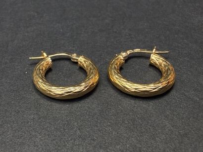 Paire de boucles d'oreille en or ciselé.
Or...