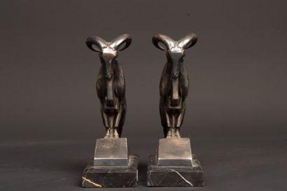 LE VERRIER - 
Pair of bookends decorated...