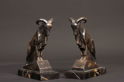 LE VERRIER - 
Pair of bookends decorated...