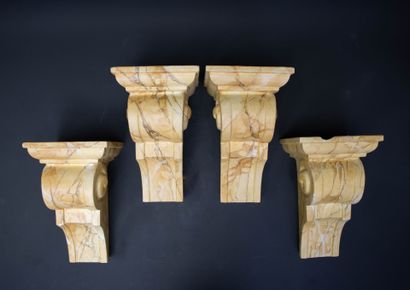 Suite of four sconces in stucco with an imitation...