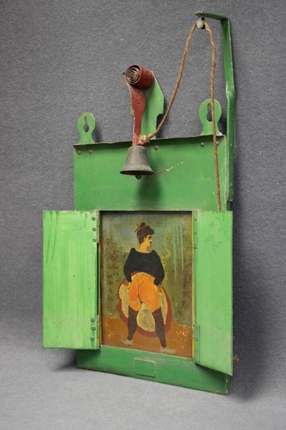 Early XX° petanque Fanny, green-painted sheet...