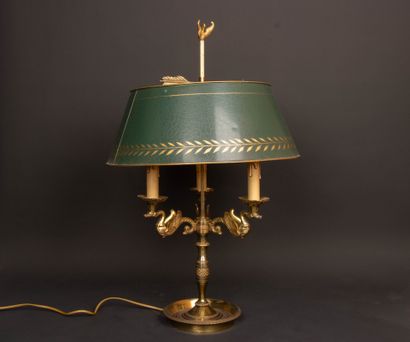 Large three-light bronze hot-water bottle...