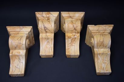 Suite of four sconces in stucco with an imitation...