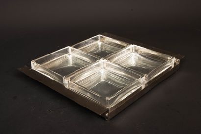 Chromium-plated metal tray, glass bottom...