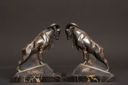 LE VERRIER - 
Pair of bookends decorated...
