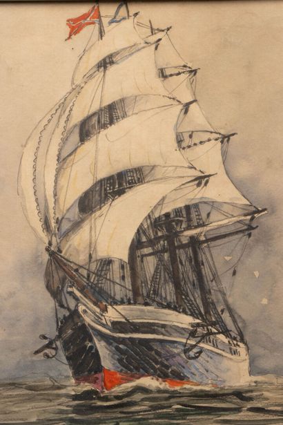 FRANK-WILL (1900-1951). 
Sailboats at sea....