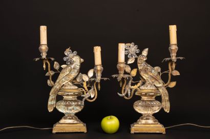 Maison BAGUES attributed to.
Pair of brass...