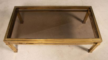 Table basse rectangulaire en bronze et plateau...