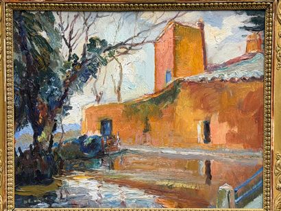 Paysage orientaliste début XX° 
huile sur...