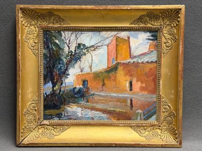 Paysage orientaliste début XX° 
huile sur...