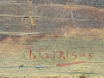 Bord de rivière, orientaliste.
Huile sur...