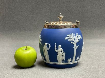 WEDGWOOD Seau à biscuit en biscuit bleu et...