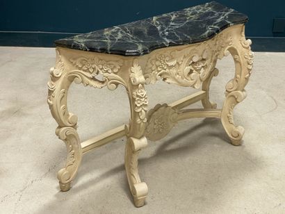 Console en bois sculpté, plateau en bois...