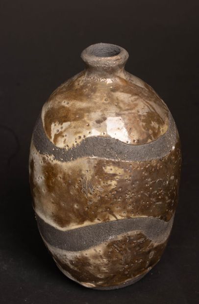 Vase et deux coupes en grès de Puisaye modernes....