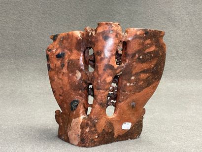 Vase double en soap stone sculpté. Chine...