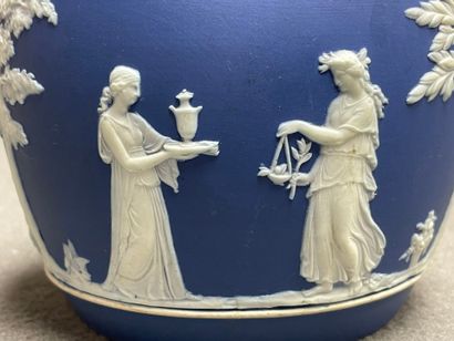 WEDGWOOD Seau à biscuit en biscuit bleu et...