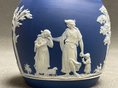 WEDGWOOD Seau à biscuit en biscuit bleu et...