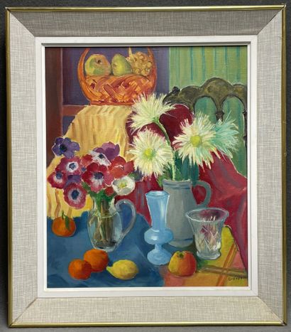 QUENEE ( XX°)
Nature morte. 
huile sur toile,...