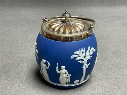 WEDGWOOD Seau à biscuit en biscuit bleu et...