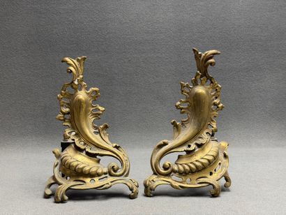 Paire de chenets en bronze de style rocaille.
37...