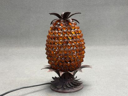 Lampe Ananas en métal et cabochons de verre...