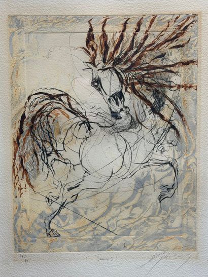 Jean-Marie GUINY (1954-2010),
Chevaux
Lithographie...