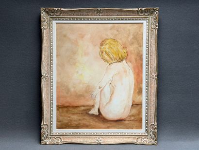 Nu. 
Huile sur toile 
Signée
73 x 60 cm....