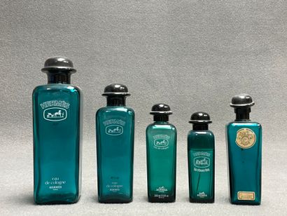 HERMÈS Paris. 
Cinq flacons d'eau de Cologne...