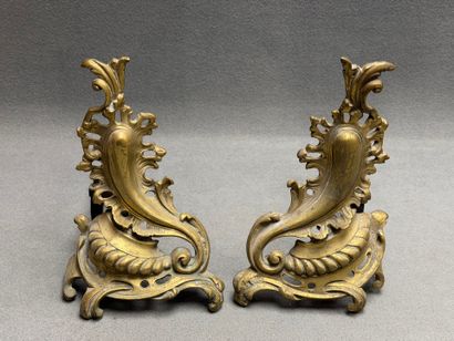 Paire de chenets en bronze de style rocaille.
37...