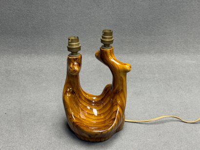 VALLAURIS Pied de lampe à deux lumières à...