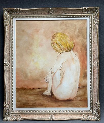 Nu. 
Huile sur toile 
Signée
73 x 60 cm....