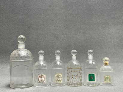 GUERLAIN Paris. 
Six flacons d'eau de Cologne...