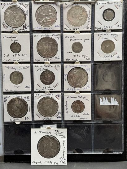 Lot de 15 pièces en argent etranger principalement...