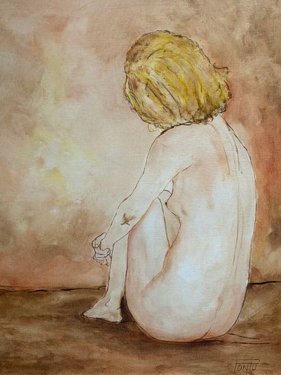 Nu. 
Huile sur toile 
Signée
73 x 60 cm....