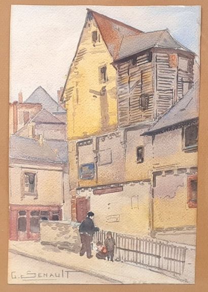 G. SENAULT
Rue de village.
Aquarelle signée...