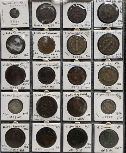 Collection de 20 Monnaies Louis XVI: 1779...