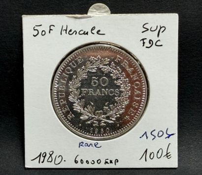 Rare pièce de 50 francs argent Hercule 1980...
