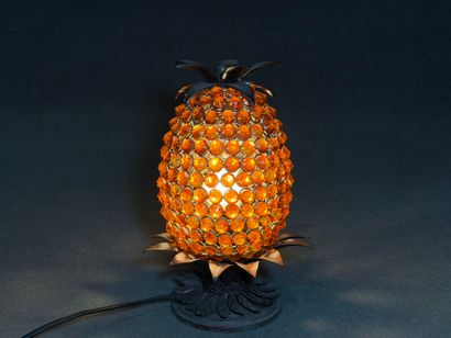 Lampe Ananas en métal et cabochons de verre...