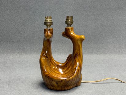VALLAURIS Pied de lampe à deux lumières à...