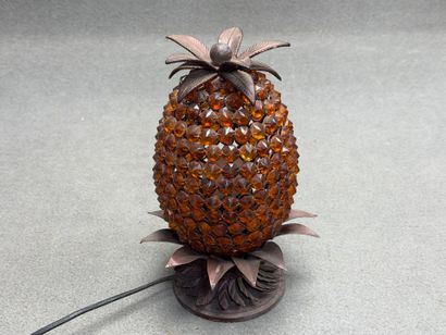 Lampe Ananas en métal et cabochons de verre...