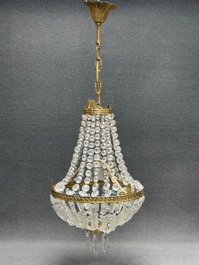 Petit lustre à rangs de perles de verre facetées
H:...