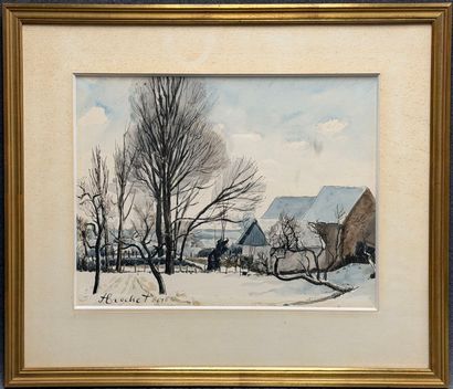 François BROCHET (1925-2001)
Paysage enneigé.
Encre...