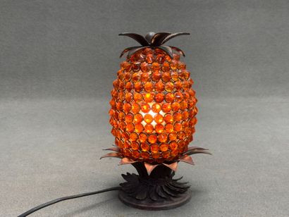 Lampe Ananas en métal et cabochons de verre...
