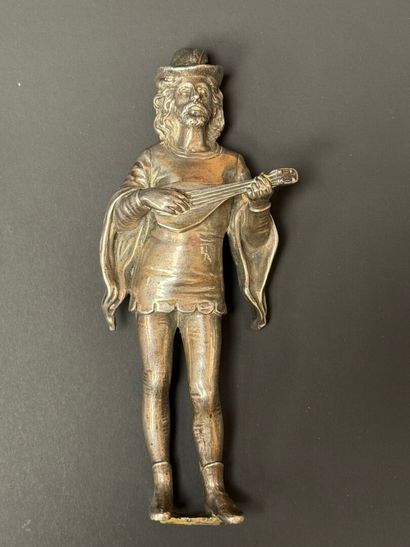 Troubadour 
Epreuve en bronze argenté. Manque...