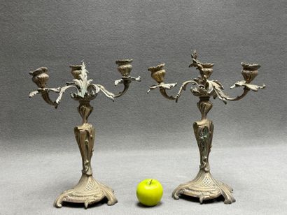 Paire de candélabres en bronze 
Rocaille
40...