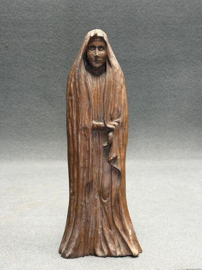 Vierge. 
Statuette en bois sculpté.
H. :33...