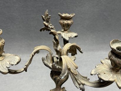Paire de candélabres en bronze 
Rocaille
40...