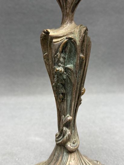 Paire de candélabres en bronze 
Rocaille
40...
