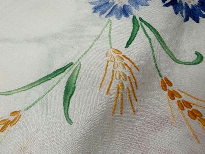 Service de table en coton brodé de fleurs...