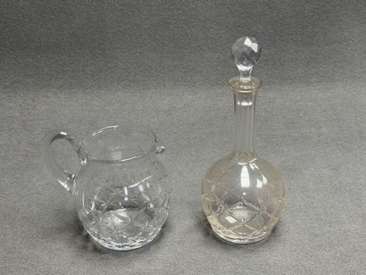 SAINT LOUIS Carafe et broc en cristal taillé.
H:...